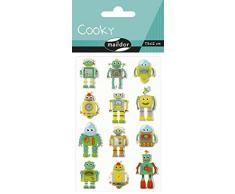 Maildor CY004O - Un sachet de gommettes 3D Cooky 1 planche 7,5x12cm, Robots (12 stickers)