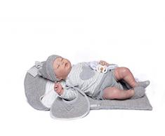 Poupée Guca - Poupée Reborn Henar Pyjama Blanche, Bavoir Mousseline et Sac Gris 46 cm, Multicolore (18035)