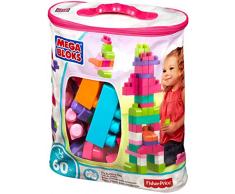 Mega Bloks Sac Rose, jeu de blocs de construction, 60 pièces, jouet pour bébé et enfant de 1 à 5 ans, DCH54