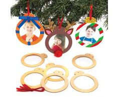 Baker Ross Boules de Noël en Bois pour Photo (Paquet de 10) - Loisirs créatifs de Noël pour Enfants