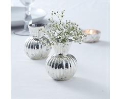 Ginger Ray GW-709 Vase à fleurs nervuré Argenté métallique