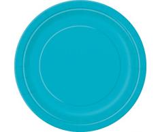 Unique Party - 32123 - Paquet de 16 Assiettes en Carton - 21,9 cm - Turquoise
