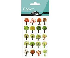 Maildor 560413C - Un sachet de gommettes 3D Cooky 1 planche 7,5x12cm, Arbres (20 stickers)