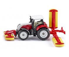 SIKU 1672 – Tracteur Steyr Avec Lot De Faucheuses Pöttinger, Métal/Plastique, Rouge, Jouet Pour Enfants
