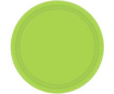 Amscan 65015-53 Lot de 20 assiettes en papier Vert Kiwi 23 cm