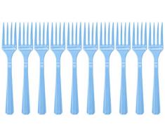 Amscan International 552290-108 Lot de 10 fourchettes en plastique Bleu pastel