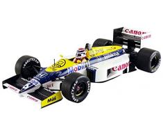 Minichamps- Miniature Voiture Williams Honda Fw11 1986 Echelle 1/18, 117860006, Blanc/Jaune/Bleu