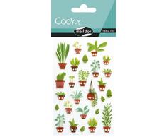 Maildor CY093C - Un sachet de gommettes 3D Cooky 1 planche 7,5x12cm, Jardins intérieurs (26 stickers)