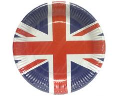 Amscan International 994127 Grande-Bretagne Union Jack Assiettes en papier Décorations de 8 Go, Bleu, Blanc et Rouge, taille unique