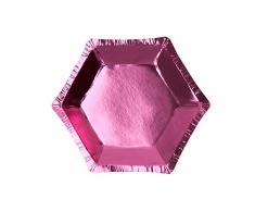 Neviti Small Hexagonal Plate-Pink Foil-8 Pack Assiette en carton, 776063, rose, 12.5 x 12.5 x 0.5