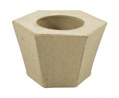 Décopatch AC795C - Un support en papier brun pulpé 8x8x5 cm, Bougeoir Hexagone