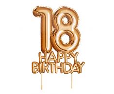 Neviti- Glitz & Glamour-Cake Topper-Gold-Age 18 Décoration pour gâteau, 773581