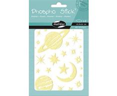 Maildor AE078O - Un sachet gommette PhosphoStick 2 planches 10,5x16 cm, Planètes (68 stickers)