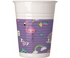 Procos 90329 Disney Minnie Mouse Lot de 8 Mugs Licorne en Plastique Violet/Blanc