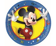 Procos 90959 Disney Mickey Mouse Lot de 8 assiettes en carton Bleu/jaune/noir/rouge
