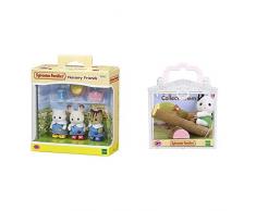 Sylvanian- Nursery Friends Families Les Amies De Creche, 5262, Multicolore & Le bébé Chat et balançoire Double Families Mini-poupées et Accessoires, 5205, Multicolore