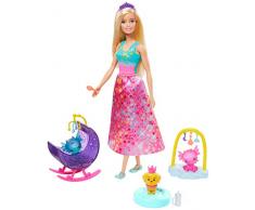 Barbie Dreamtopia Coffret Bébés Dragons avec poupée princesse, figurines bébés dragons, lit balancelle et accessoires, jouet pour enfant, GJK51