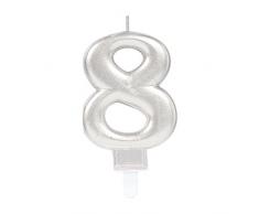 Amscan 9903696 Bougie danniversaire numéro 8 Argenté 1 pièce