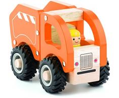 Woodyland 102191801 Jouet en Bois – Voiture – Camion Poubelle, Orange