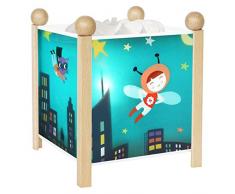 TROUSSELIER - Ninon Fée - Veilleuse - Lanterne Magique -Idéal Cadeau de Naissance - Dessin animé - Point de Lumière rassurant - Couleur Bois Naturel - Ampoule 12V 10W inclue - Prise Electrique UK