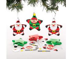 Baker Ross Kits de Boules en étoiles père Noël et Lutin (Paquet de 6) - Loisirs créatifs de Noël pour Enfants