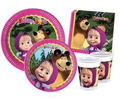 Ciao - Y2521 - Ensemble de vaisselle jetable - Macha et lOurs (24 personnes)