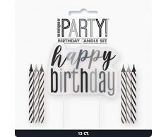 Unique Party- Bougies, 83862, Noir et argenté