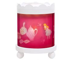 TROUSSELIER - Alice au Pays des Merveilles - Veilleuse - Manège Magique - Idéal Cadeau de Naissance - Dessin animé - Couleur Bois Blanc - Ampoule 12V 10W inclue - Prise Electrique UK