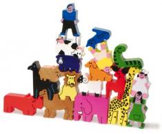 Vilac - 2172 - Jeux et Jouets en Bois - Coffret personnages et animaux à empiler