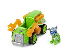 Paw Patrol - 6054652 - Jeu enfant - Véhicule + Figurine Mighty Pups Rocky - La Pat Patrouille