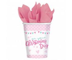 Amscan International 9901939 266 ML sur Votre Christtening Jour Rose gobelets en Papier