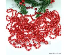 Gifts 4 All Occasions Limited Shatchi Guirlande de perles à suspendre pour sapin de Noël ou décoration de chambre Rouge 7,9 m