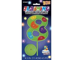 Unique Party - 37038 - Décoration à Gâteau Clignotante Numéro 8