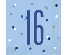 Unique Party- Serviettes de table en papier, 83554, Bleu/argenté