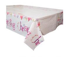 Unique Party Nappe pour baptême en Plastique Rose avec des banderoles, 2,1 x 1,4 m