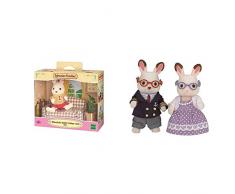 SYLVANIAN FAMILIES - Chocolat Père avec canapé & Les Grands-Parents Lapin Chocolat Families Mini-poupées et Figurines, 5190, Multicolore, Norme