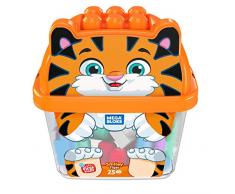 Mega Bloks First Builders boîte en forme de tigre, jeu de blocs de construction, 25 pièces, jouet pour bébé et enfant de 1 à 5 ans, GCT48