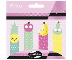 Maildor MI052C - Un sachet de 4 mémos marque-pages adhésifs 20 pages, Fruits