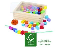 Small Foot Enfilage créatif, jouet de motricité/bijoux à enfiler de bois, 11060, multicolore