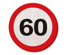 Creative Traffic Lot de 20 Serviettes de Table pour fête de 60e Anniversaire Motif Panneau de signalisation