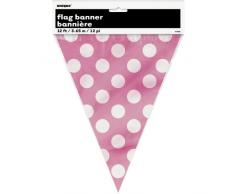 Unique Party - 10025 - Guirlande Fanions à Pois - 3,65 ml - Rose Vif