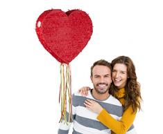 Relaxdays- Pinata à Suspendre Cœur Enfants à remplir Anniversaire Jeux décoration, Rouge, 10025175