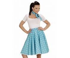 Widmann Polka Dot la Jupe de 1950 et écharpe - Adulte Costume de déguisement - Bleu - Taille 38-40