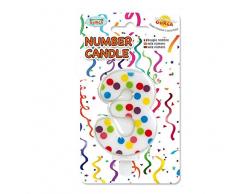 Guirca Bougie Nombre 3 à Pois pour décoration gâteau, Multicolore, 6,5 cm, 32515