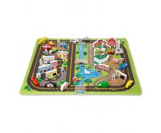 Melissa & Doug Tapis de Jeu avec 49 véhicules en Bois et pièces de Jeu