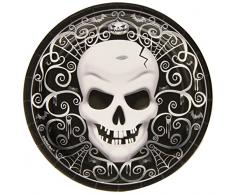 8 Assiettes à Dessert Carton Tête De Mort Halloween - Taille Unique