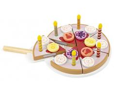 Small Foot 11509 Gâteau danniversaire à découper avec Bougies,en Bois,Jouets de rôle,Accessoires de Cuisine pour Enfant, Multicolore