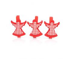 Gifts Shatchi-507 Lot de 3 mini pinces à linge en bois avec angle rouge pour décoration de Noël Multicolore