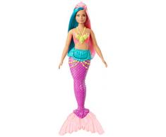 Barbie Dreamtopia poupée sirène avec un diadème et chevelure turquoise et rose, jouet pour enfant, GJK11