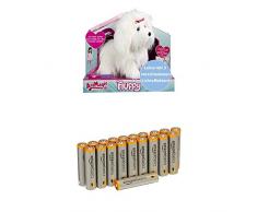 Animagic - Mon petit chiot Fluffy 3.0 - Marche, remue la queue et aboie - laisse lumineuse - Peluche chien interactive avec piles AmazonBasics